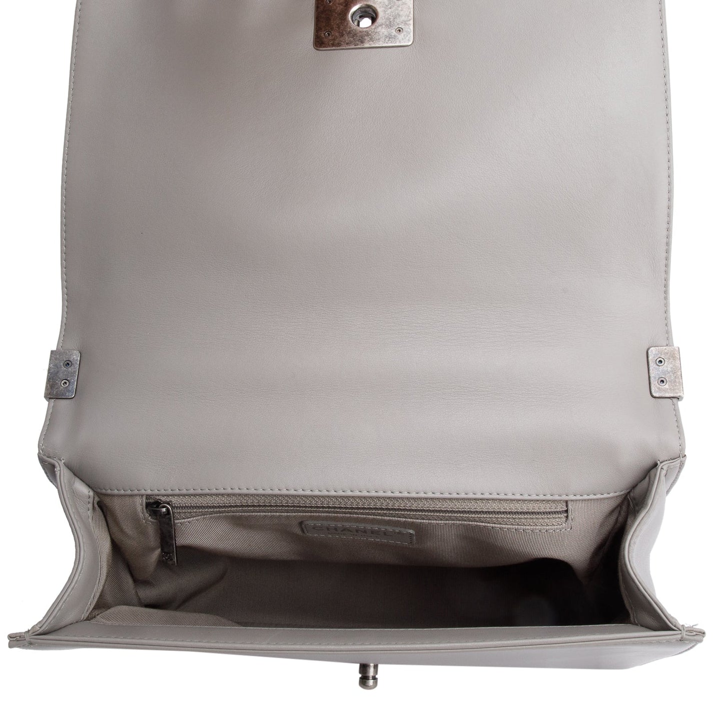 Chanel Grey Ombre Quilted Lambskin Leather Large Boy Bag