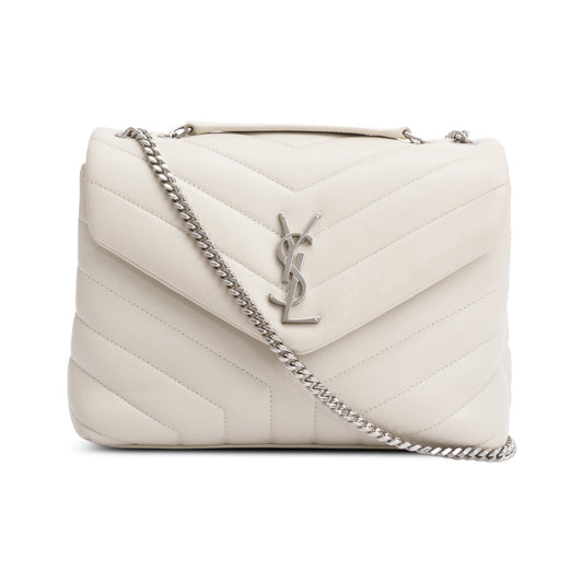 Saint Laurent 2022 White Y Quilted Leather Small Loulou Shoulder Bag