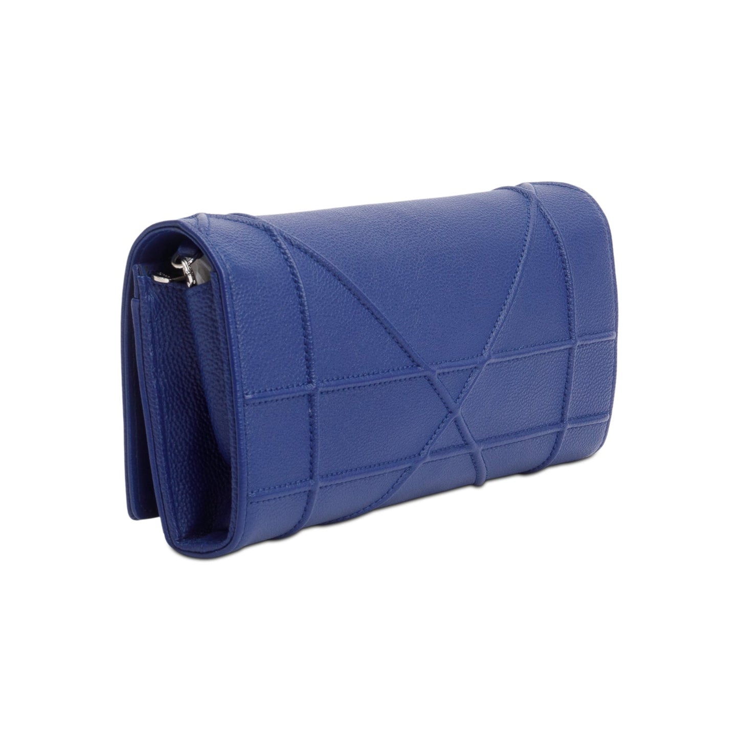 Christian Dior Blue Grained Calfskin Leather Diorama Croisiere Wallet on Chain