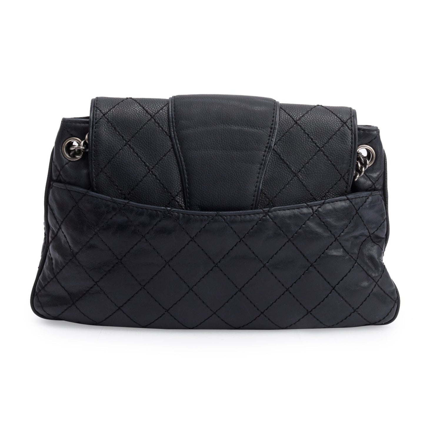 Chanel Black Aged Calfskin Leather Medium Bubble Graphic Messenger Bag
