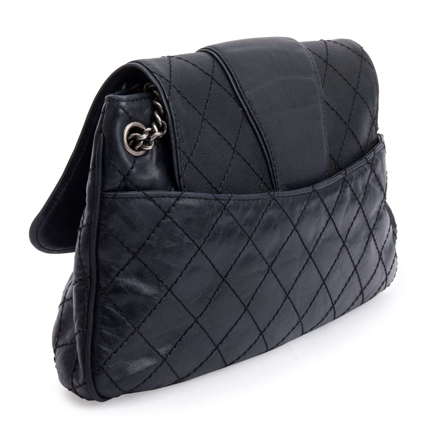 Chanel Black Aged Calfskin Leather Medium Bubble Graphic Messenger Bag