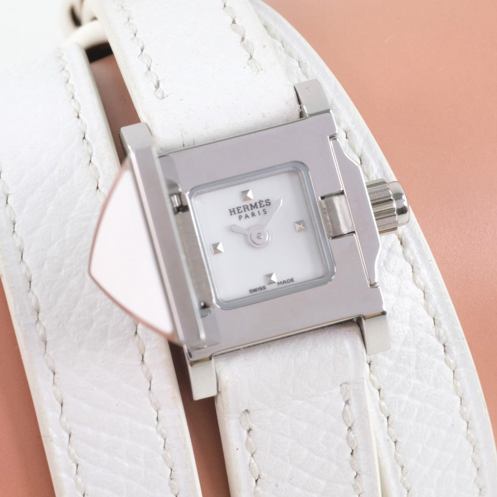 HERMES Watches Quartz ME2.112 Stainless Steel , Leather White Triple Tour Medor Rock White dial Women