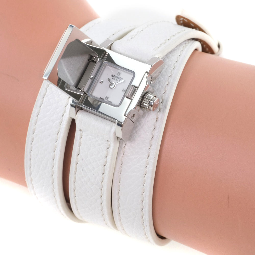 HERMES Watches Quartz ME2.112 Stainless Steel , Leather White Triple Tour Medor Rock White dial Women