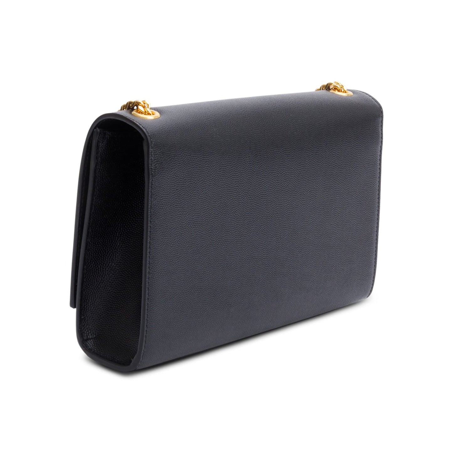 Saint Laurent 2022 Black Grain De Poudre Leather Medium Classic Monogram Kate Tassel Chain Bag