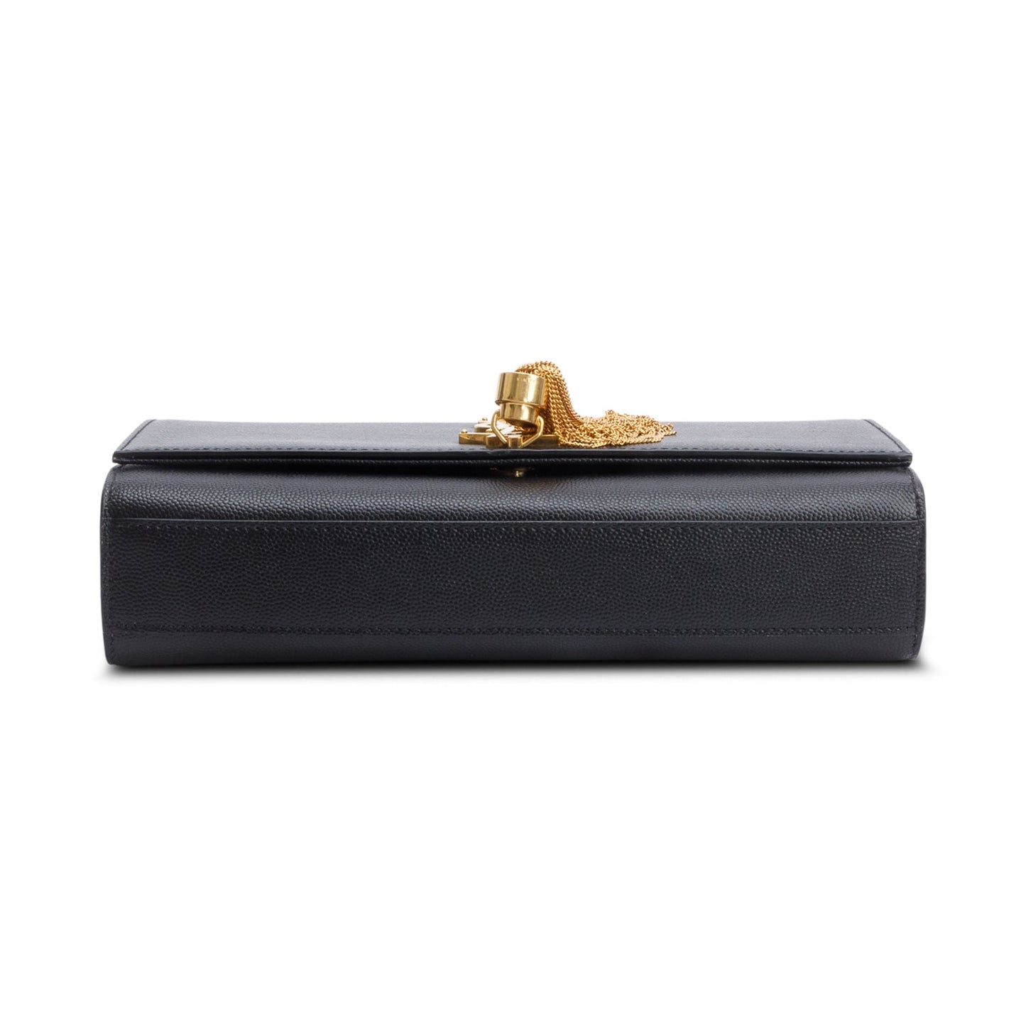 Saint Laurent 2022 Black Grain De Poudre Leather Medium Classic Monogram Kate Tassel Chain Bag