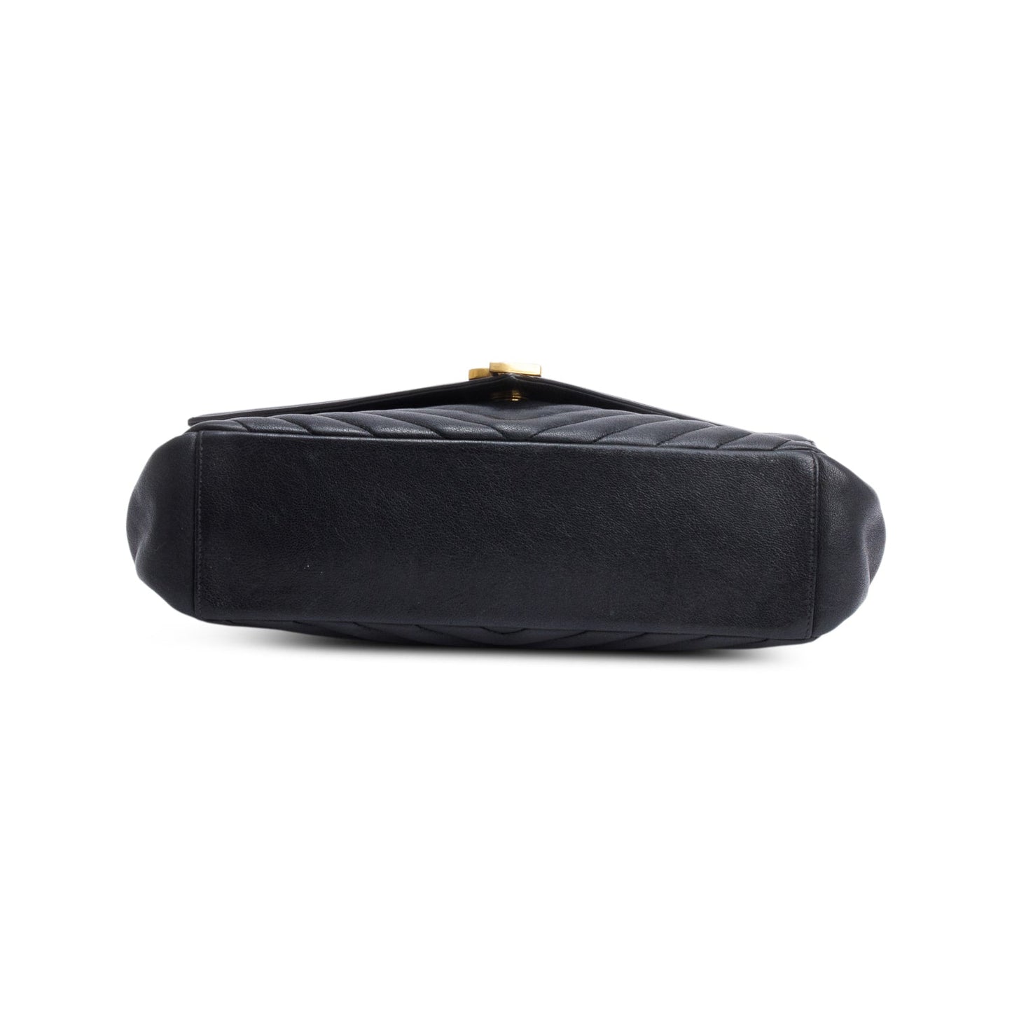 Saint Laurent Black Leather Large Chevron College Bag