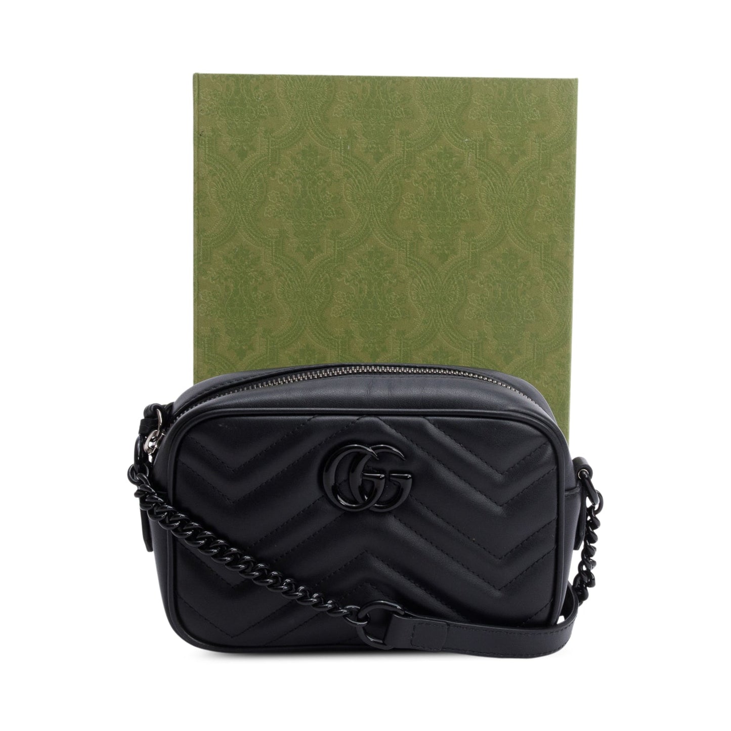 Gucci Black GG Marmont Matelasse Mini Camera Bag