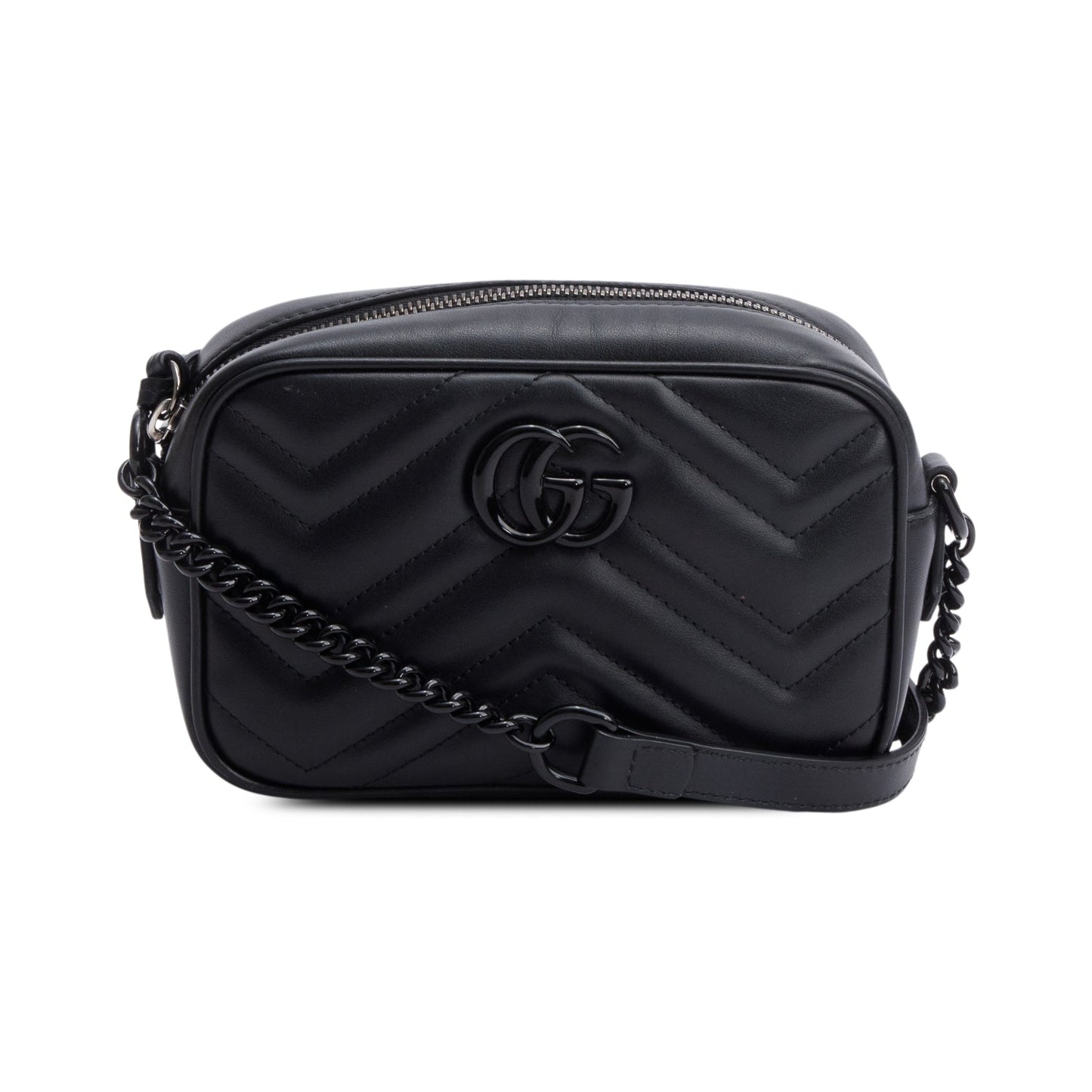 Gucci Black GG Marmont Matelasse Mini Camera Bag