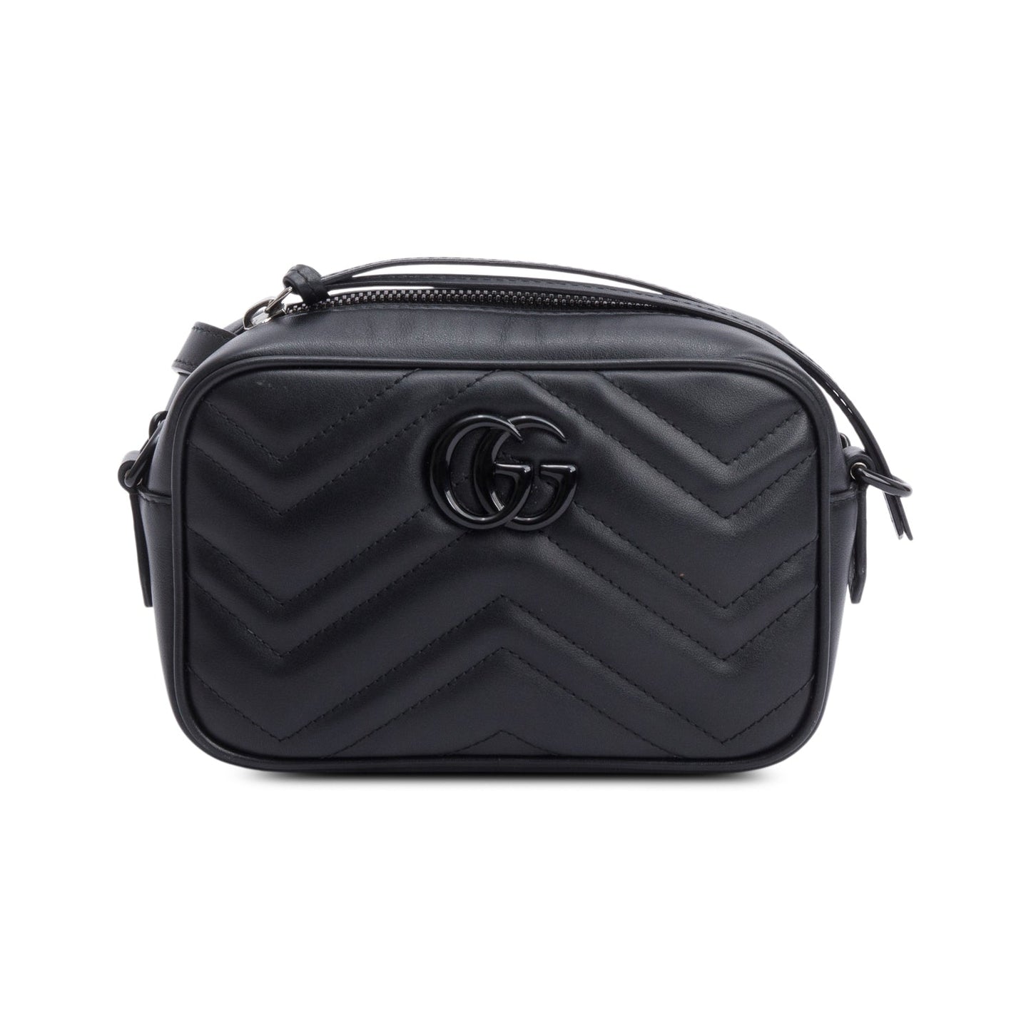 Gucci Black GG Marmont Matelasse Mini Camera Bag