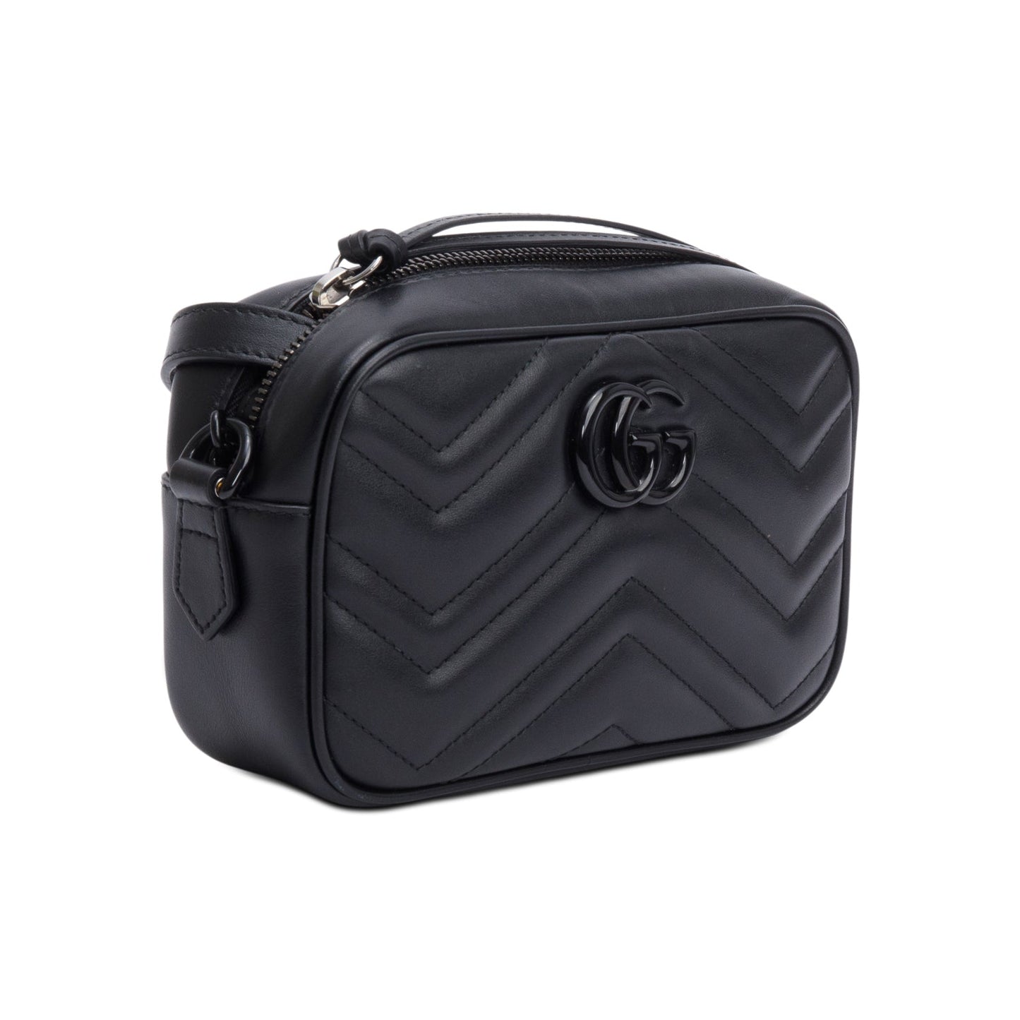 Gucci Black GG Marmont Matelasse Mini Camera Bag