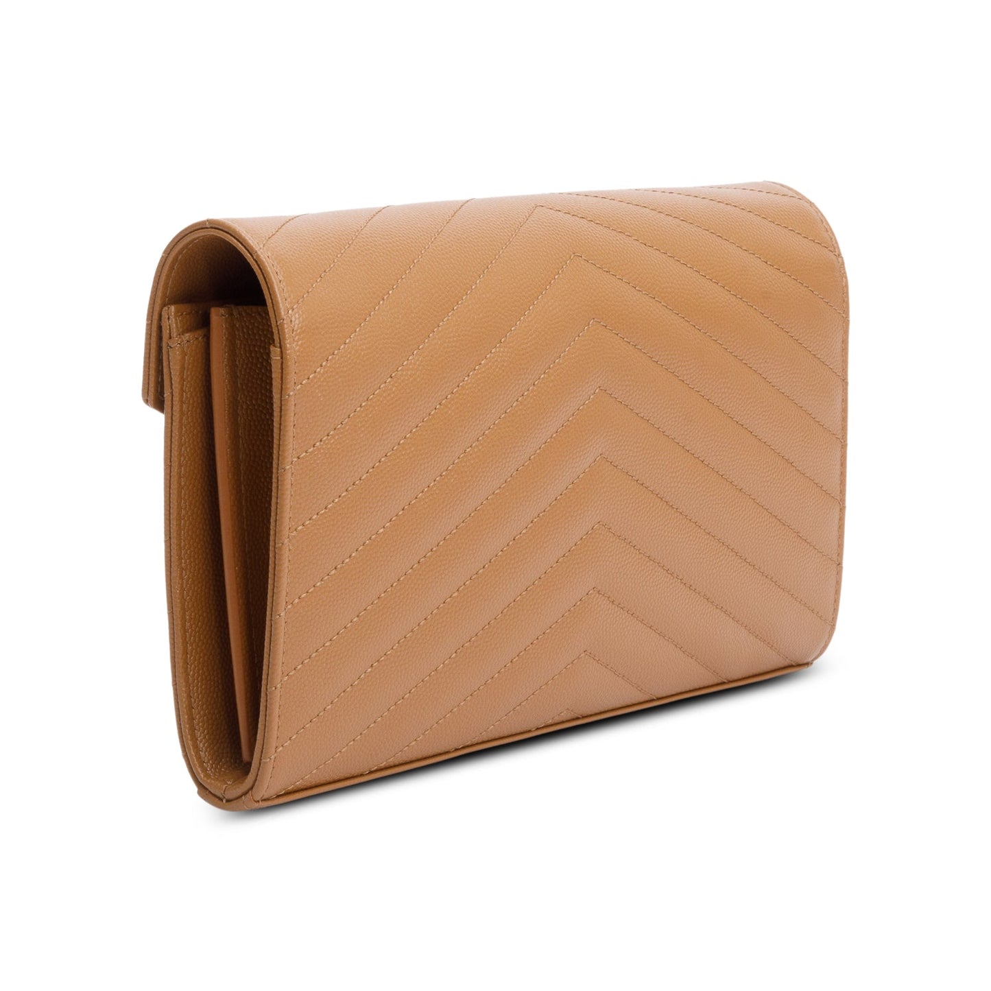 Saint Laurent Brown Cassandre Matelasse Envelope Chain Wallet