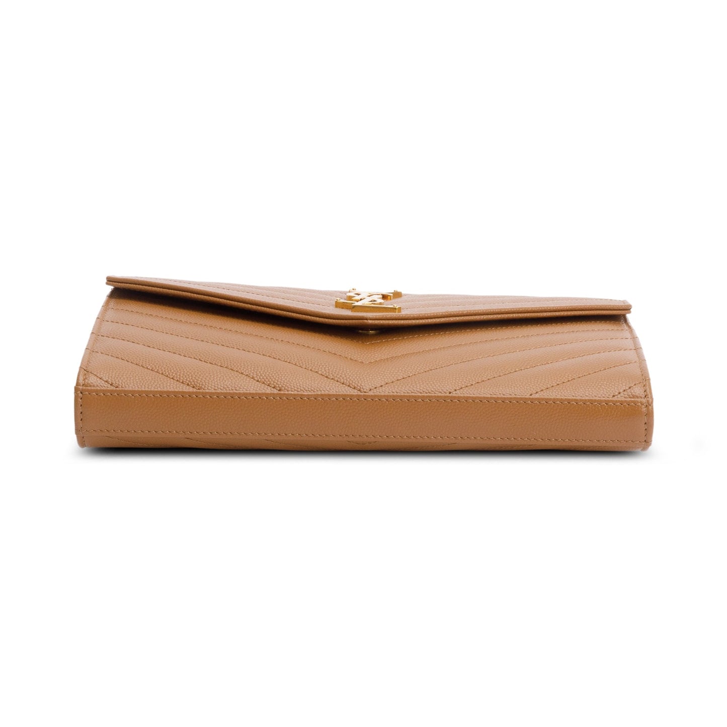 Saint Laurent Brown Cassandre Matelasse Envelope Chain Wallet