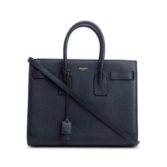 Saint Laurent Navy Grained Calfskin Leather Small Sac De Jour