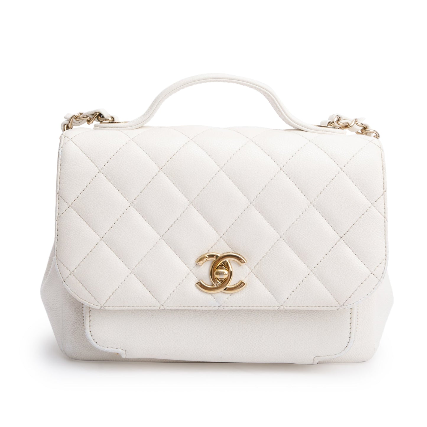 Chanel White Caviar Leather Small Business Affinity Flap Bag