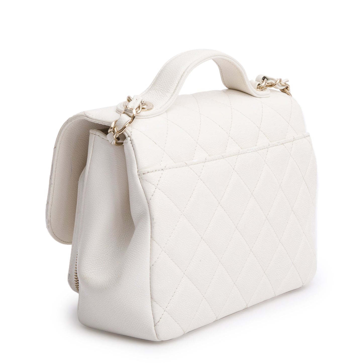 Chanel White Caviar Leather Small Business Affinity Flap Bag