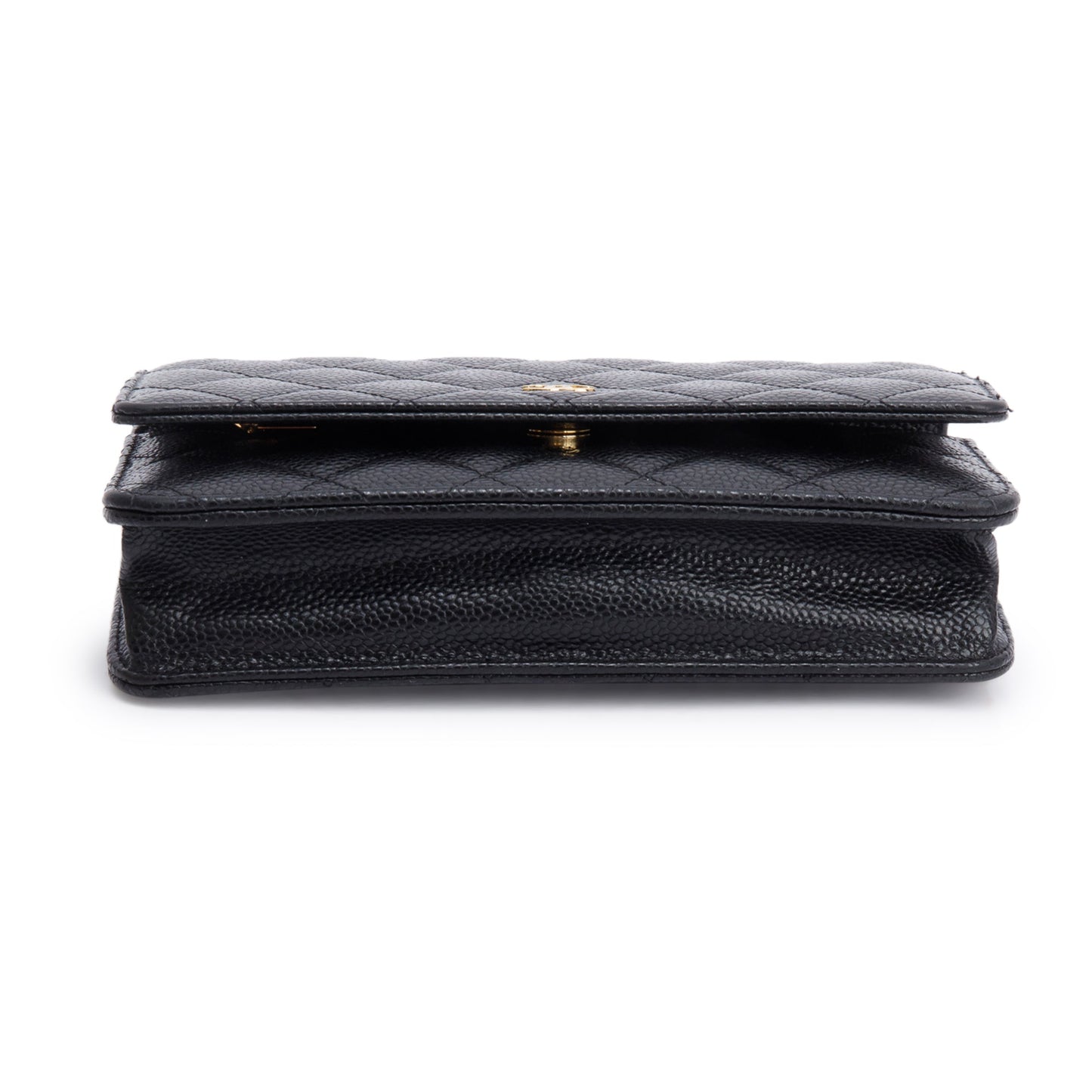 Chanel 2022 Black Quilted Caviar Leather Classic Wallet on Chain