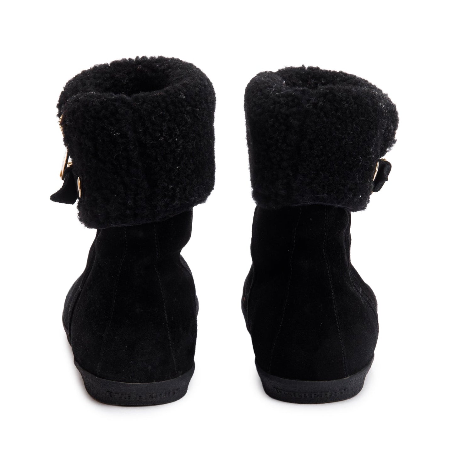 Burberry Black Suede Stanleigh Weather Ankle Boots, Size 39