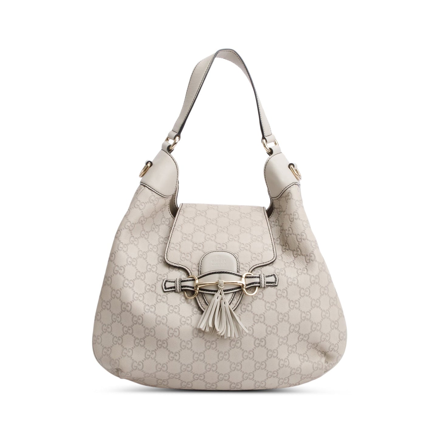 Gucci White Guccissima Leather Medium Emily Chain Hobo Bag