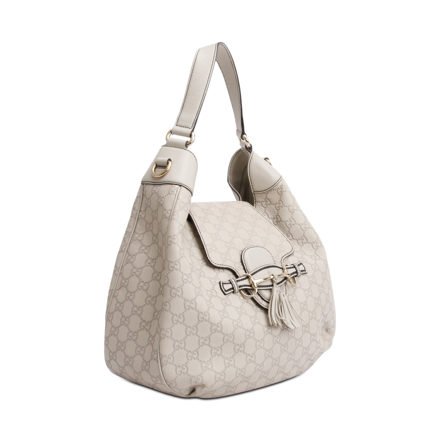 Gucci White Guccissima Leather Medium Emily Chain Hobo Bag