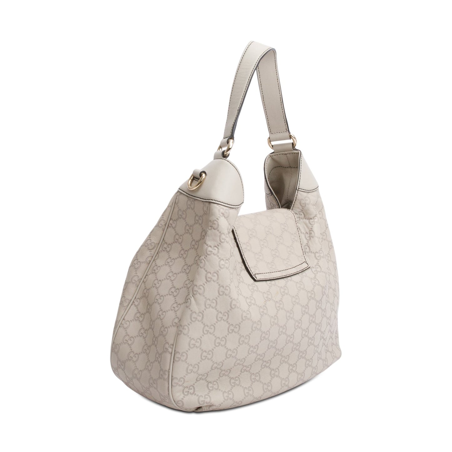 Gucci White Guccissima Leather Medium Emily Chain Hobo Bag