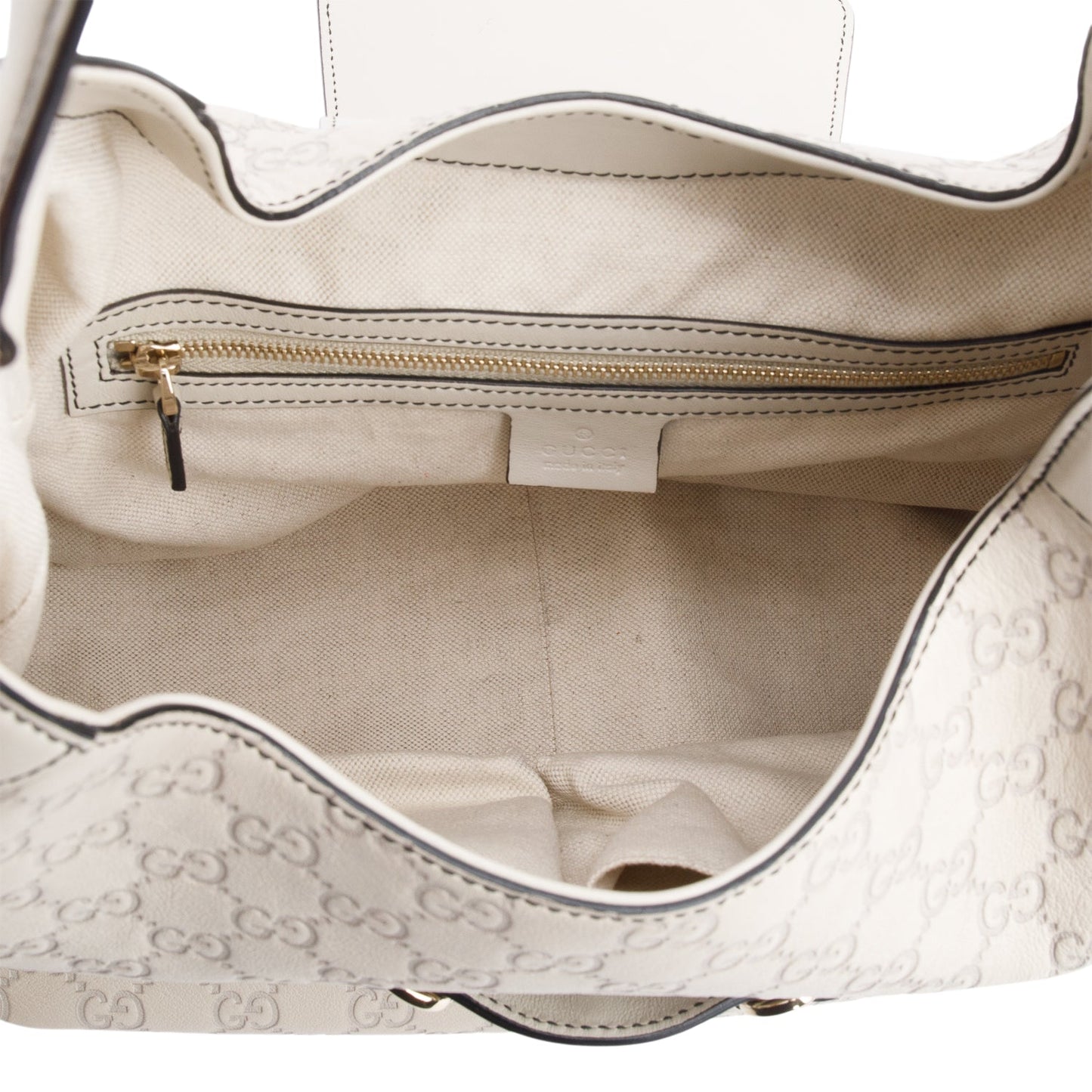 Gucci White Guccissima Leather Medium Emily Chain Hobo Bag