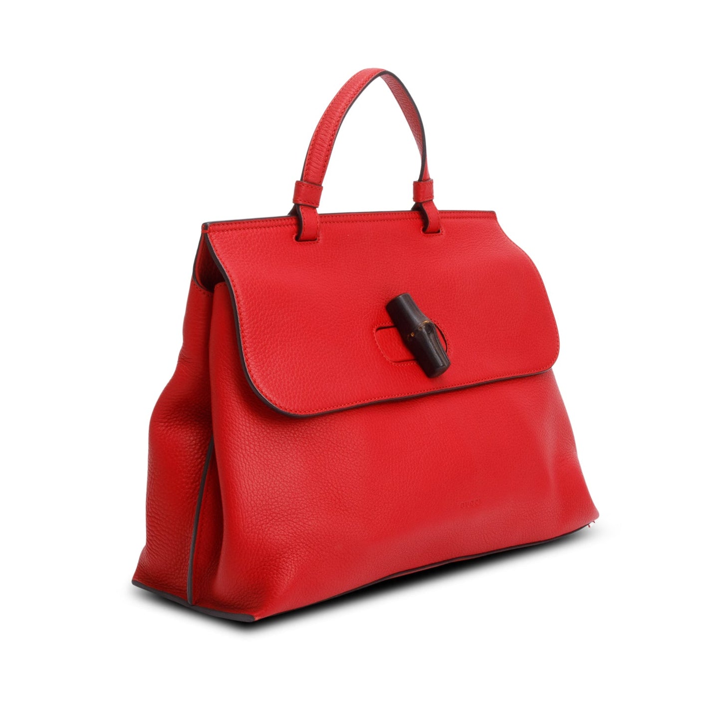 Gucci Red Calfskin Leather Medium Bamboo Daily Bag