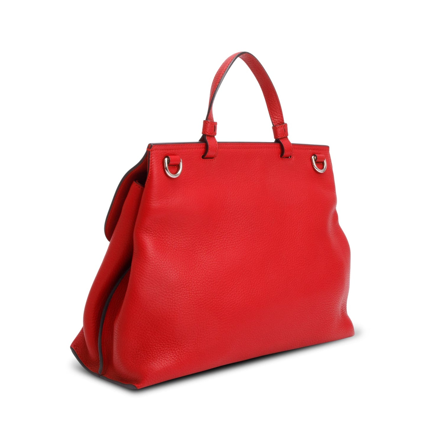 Gucci Red Calfskin Leather Medium Bamboo Daily Bag