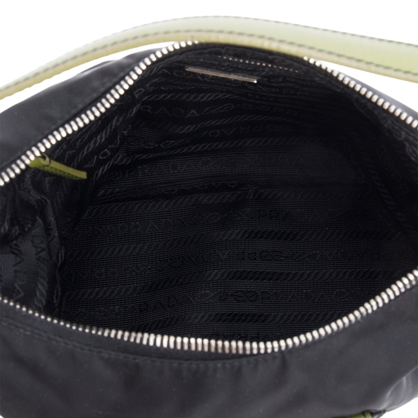 Prada Black Tessuto Green Leather Mini Sirio Pocket Hobo Bag