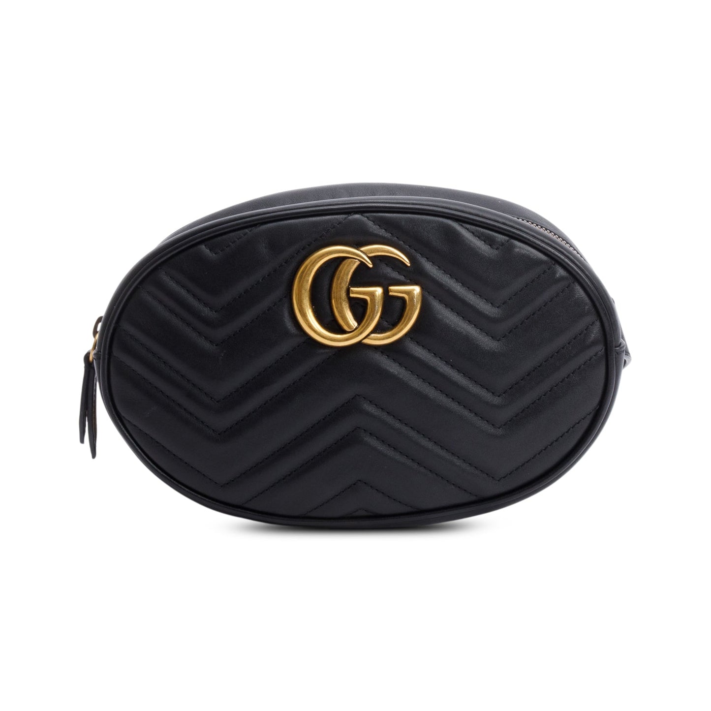 Gucci Black Large GG Marmont Matelasse Leather Belt Bag, Size 85 34