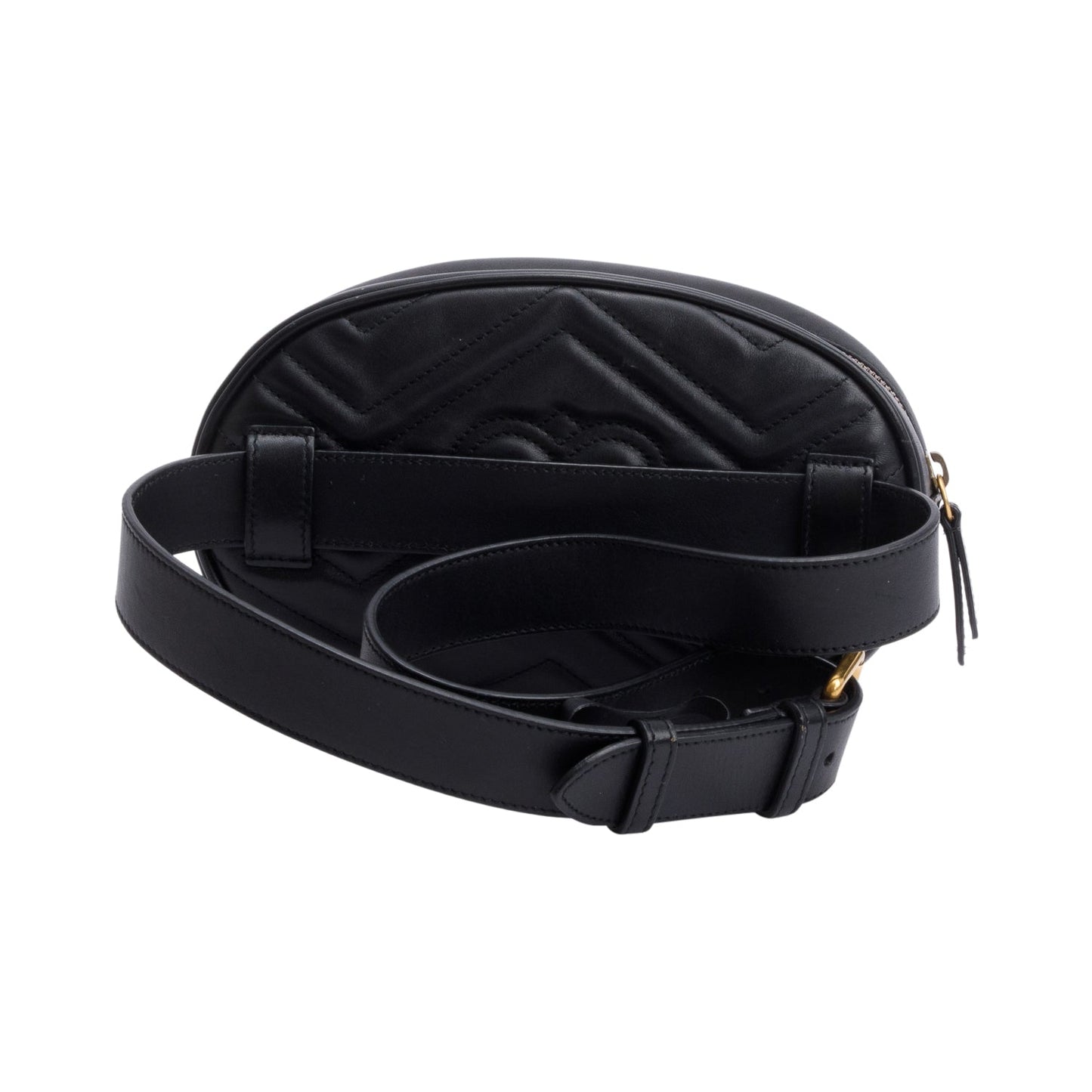 Gucci Black Large GG Marmont Matelasse Leather Belt Bag, Size 85 34
