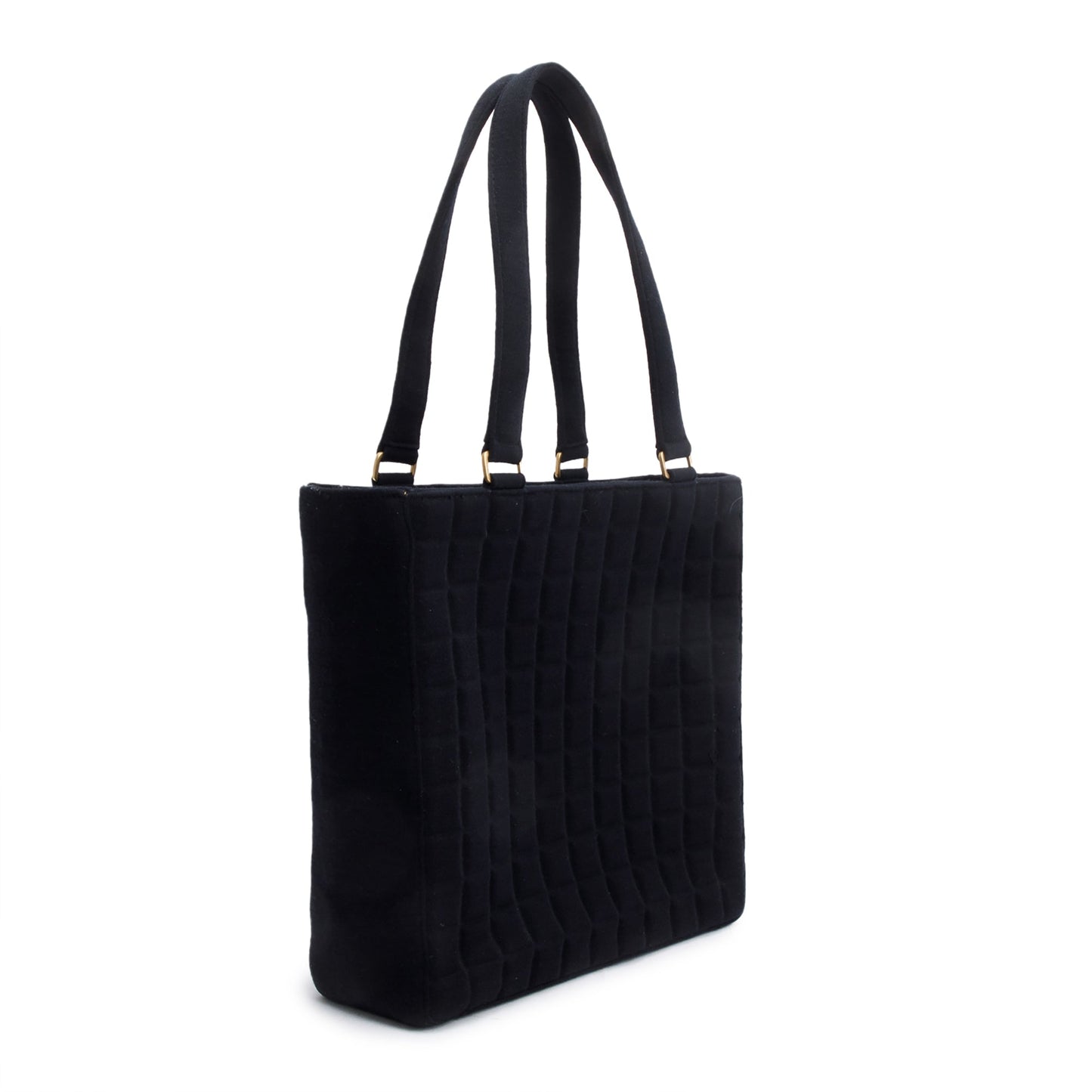 Chanel Black Quilted Jersey  Chocolate Bar CC Tote Bag