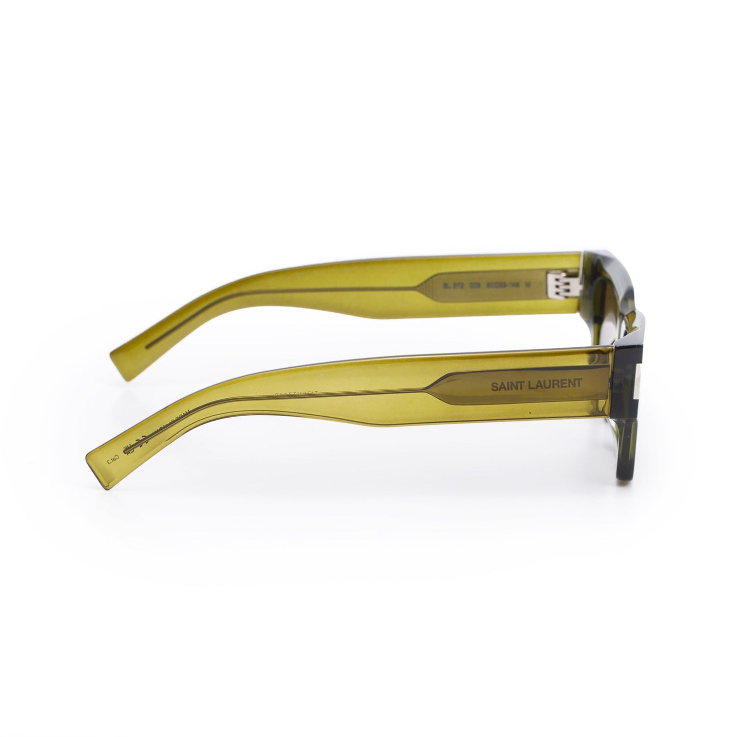 Saint Laurent SL 572 Green Transparent Acetate Rectangle Sunglasses
