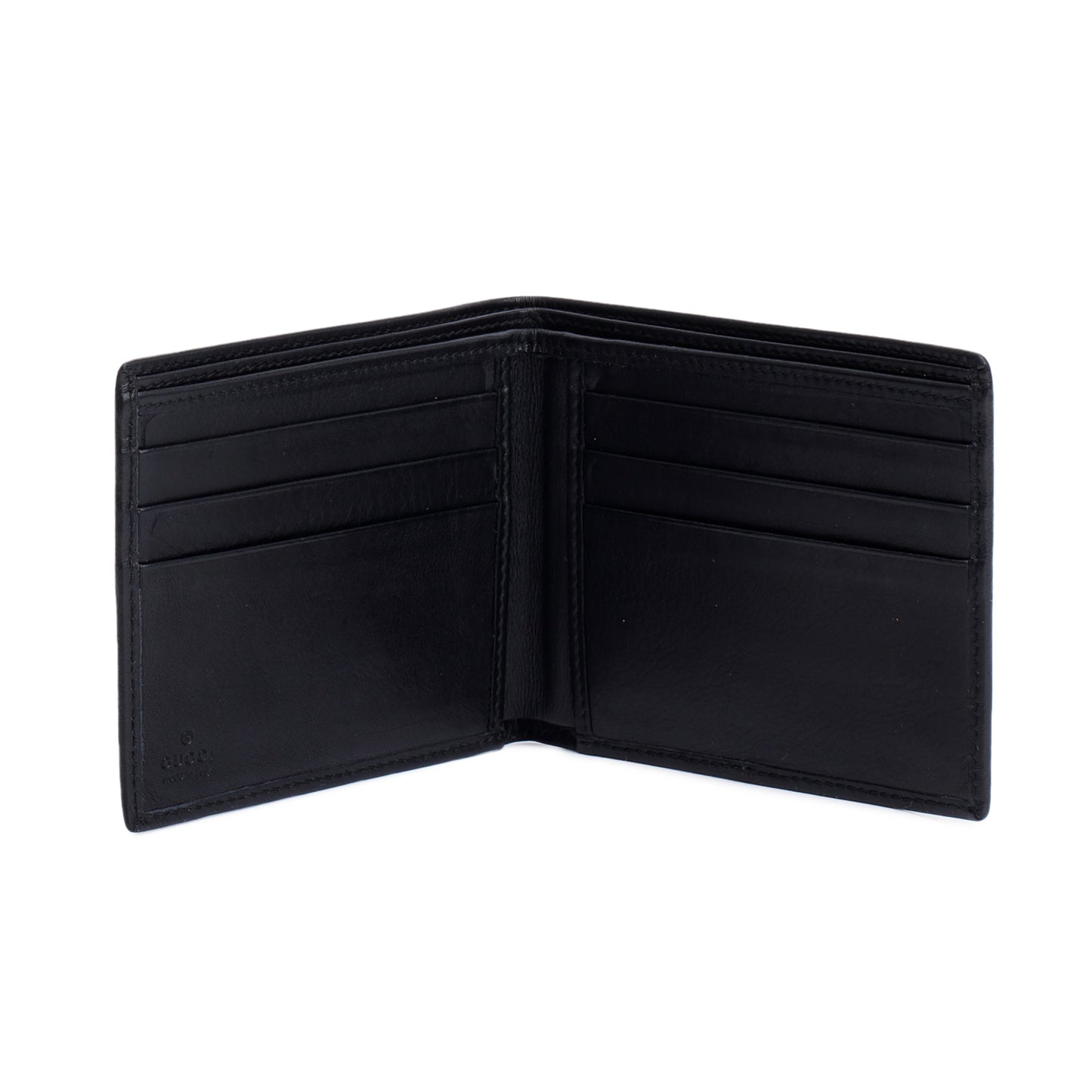Gucci Black Leather Vintage G Logo Bifold Wallet