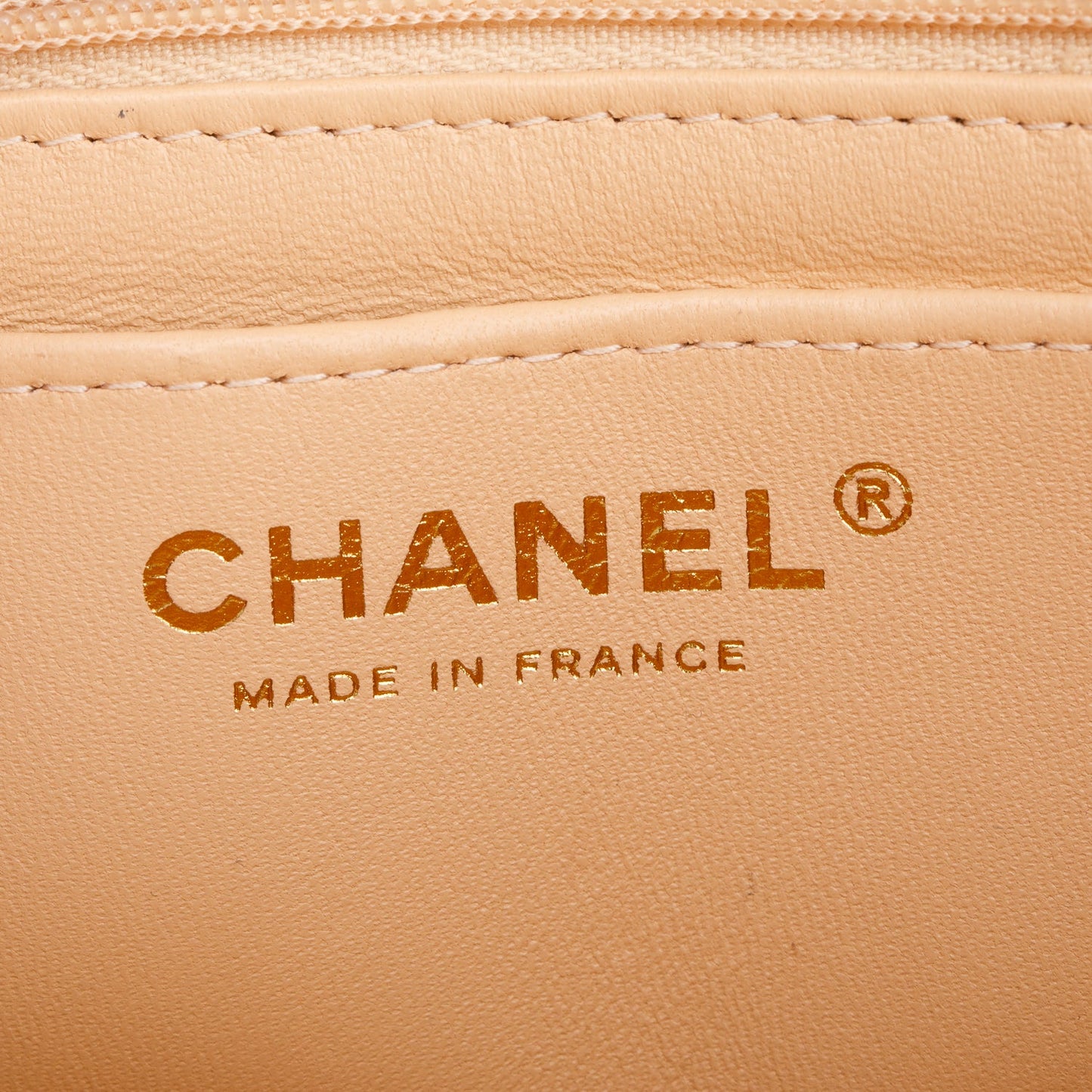 Chanel 2025 Beige Quilted Lambskin Leather Classic Mini Rectangular Flap Bag