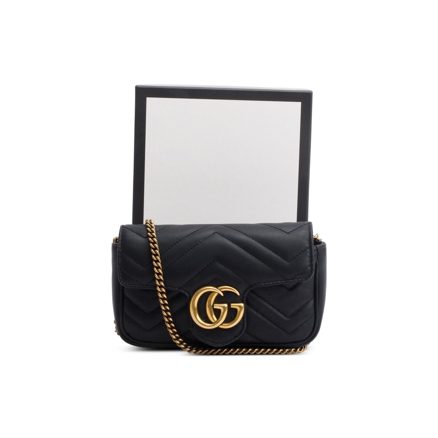 Gucci Black GG Marmont Matelasse Leather Super Mini Bag