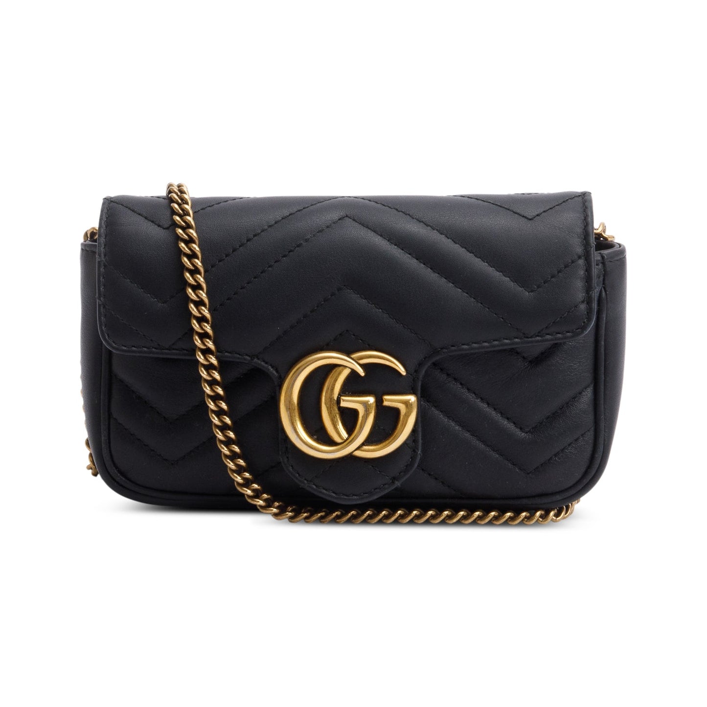 Gucci Black GG Marmont Matelasse Leather Super Mini Bag