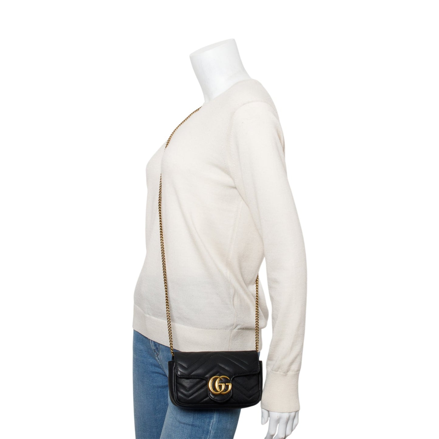 Gucci Black GG Marmont Matelasse Leather Super Mini Bag