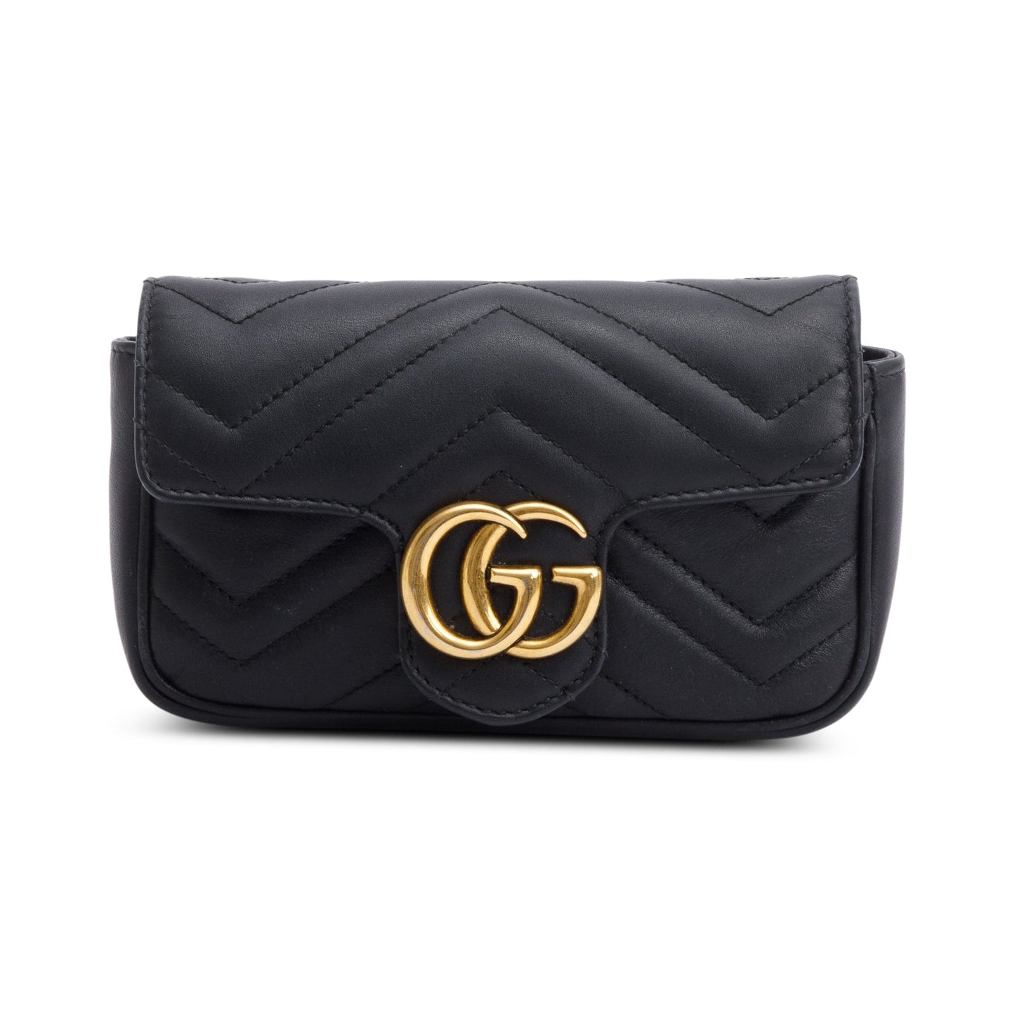 Gucci Black GG Marmont Matelasse Leather Super Mini Bag