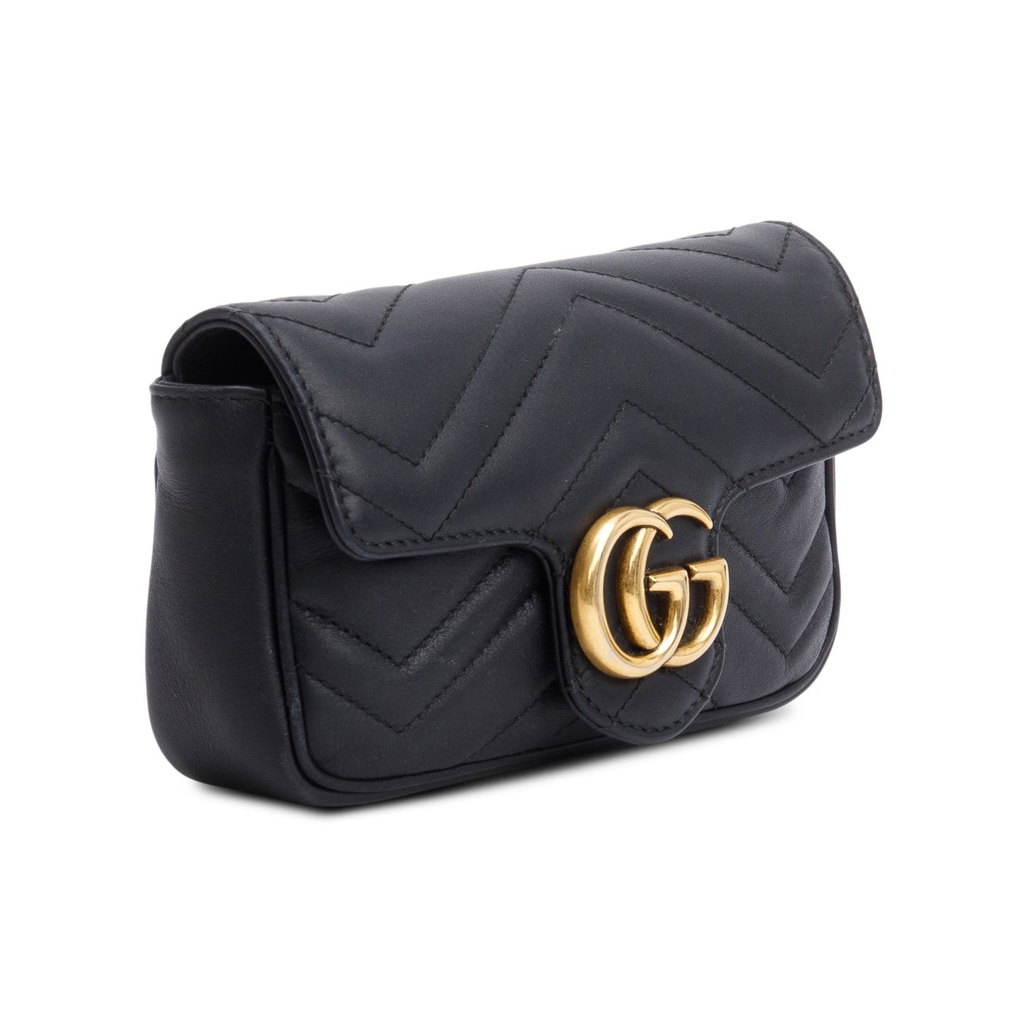 Gucci Black GG Marmont Matelasse Leather Super Mini Bag