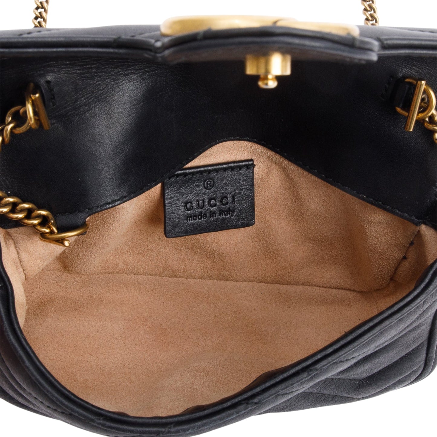 Gucci Black GG Marmont Matelasse Leather Super Mini Bag