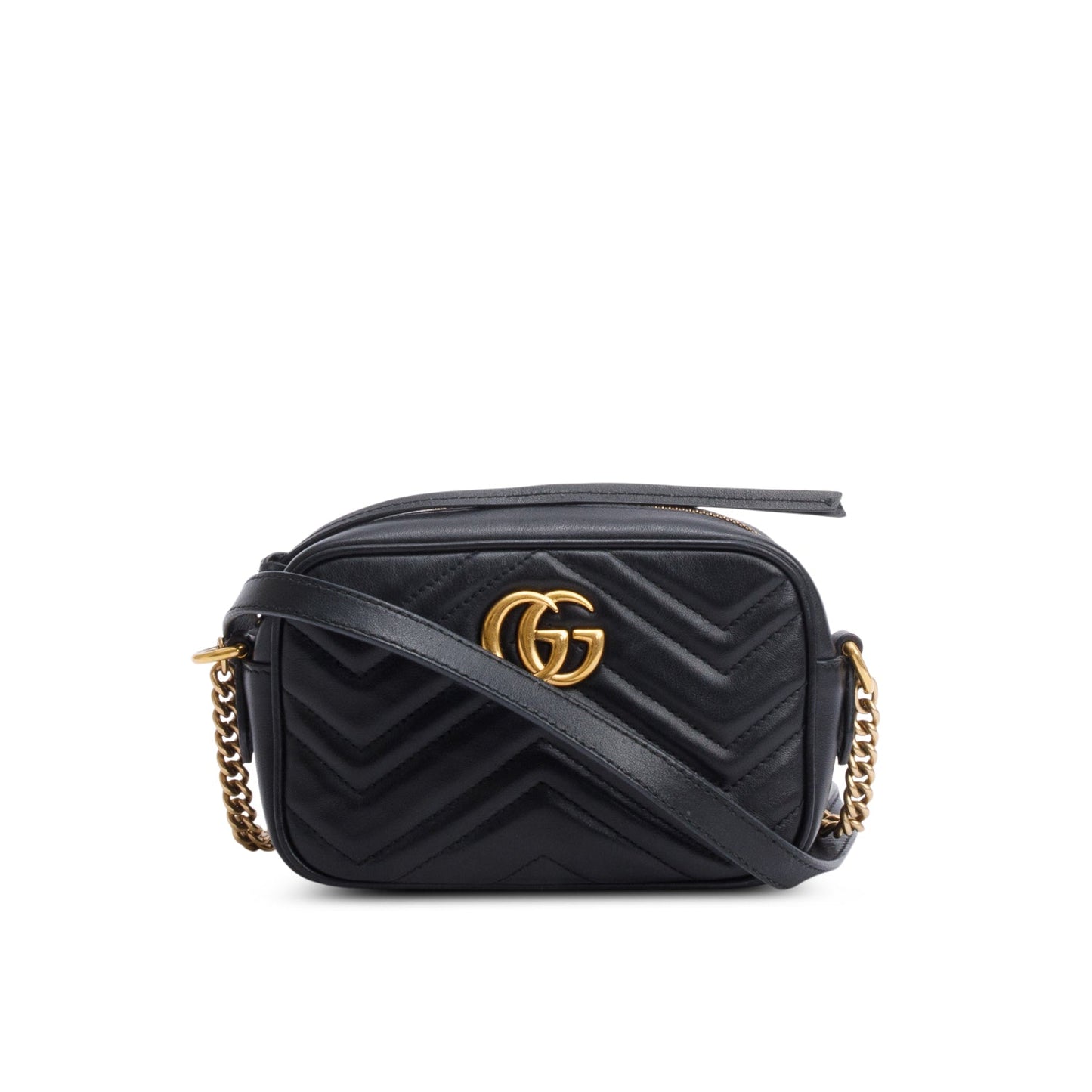 Gucci Black GG Marmont Matelasse Mini Camera Bag