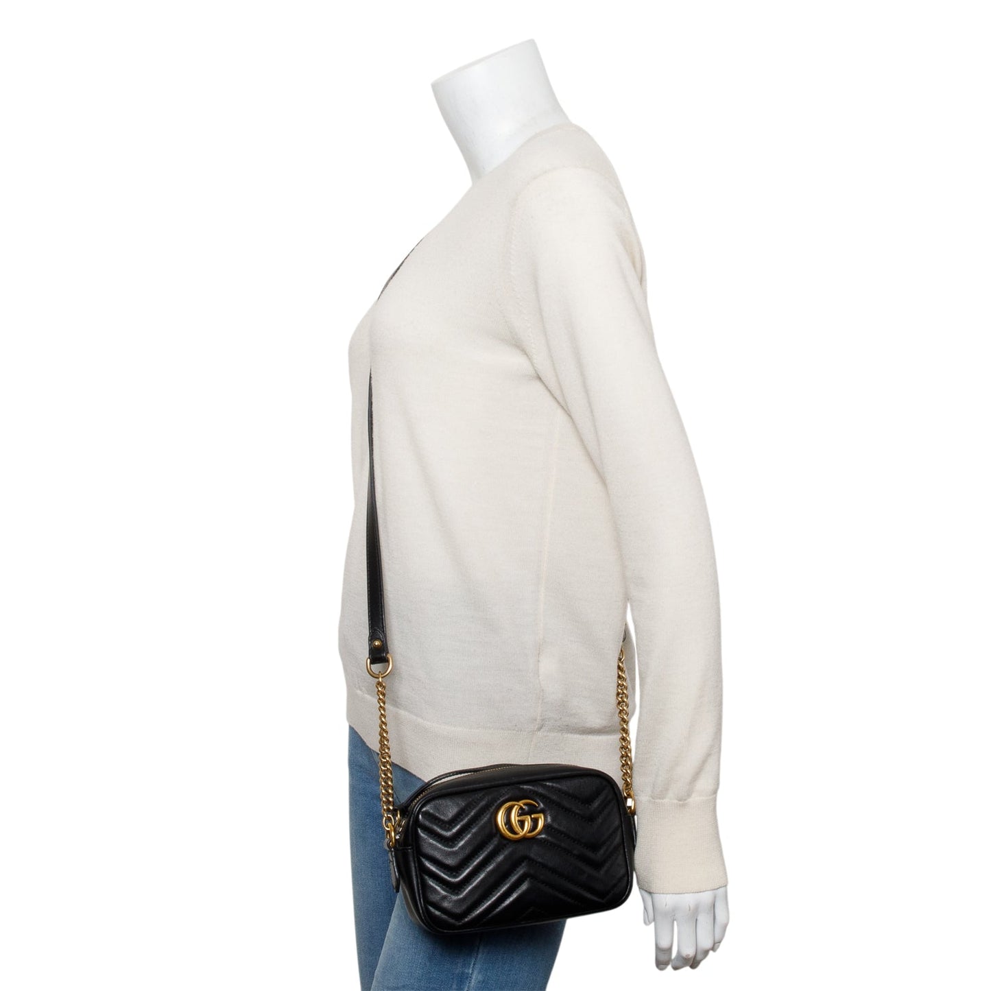 Gucci Black GG Marmont Matelasse Mini Camera Bag