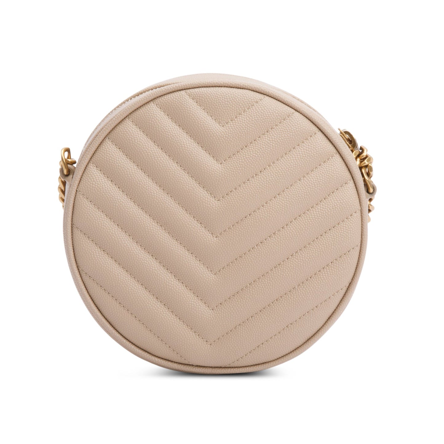 Saint Laurent 2021 Beige Quilted Leather Round Camera Bag