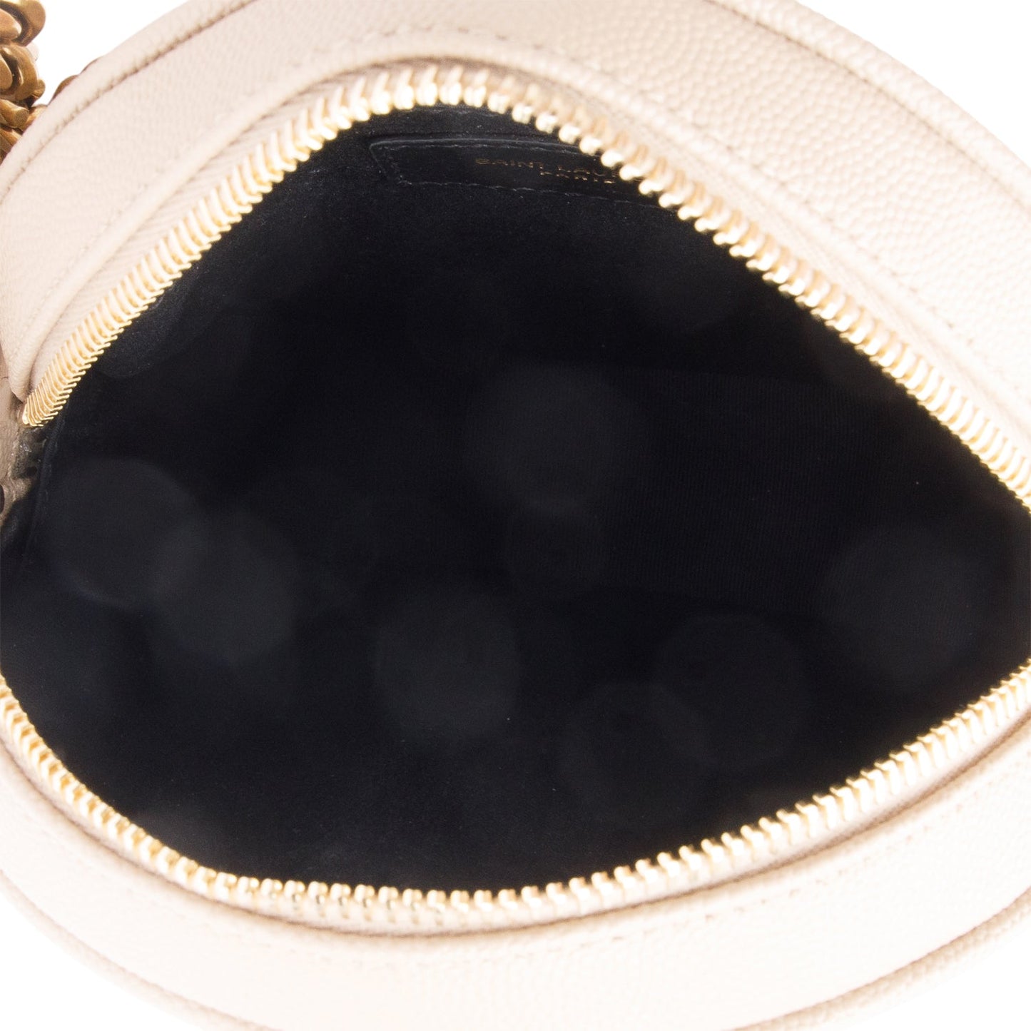 Saint Laurent 2021 Beige Quilted Leather Round Camera Bag