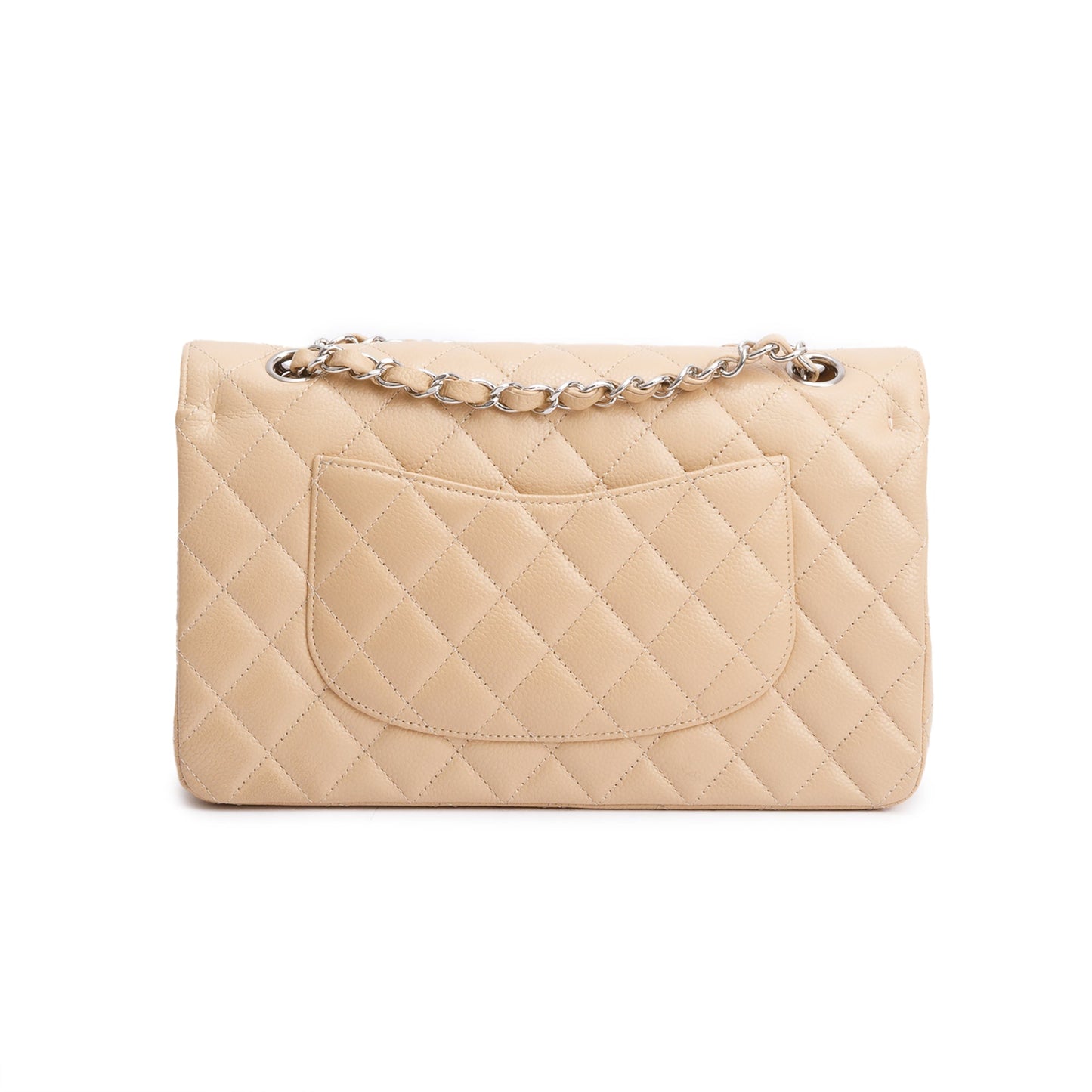 Chanel Beige Quilted Caviar Leather Classic Medium Double Flap Bag