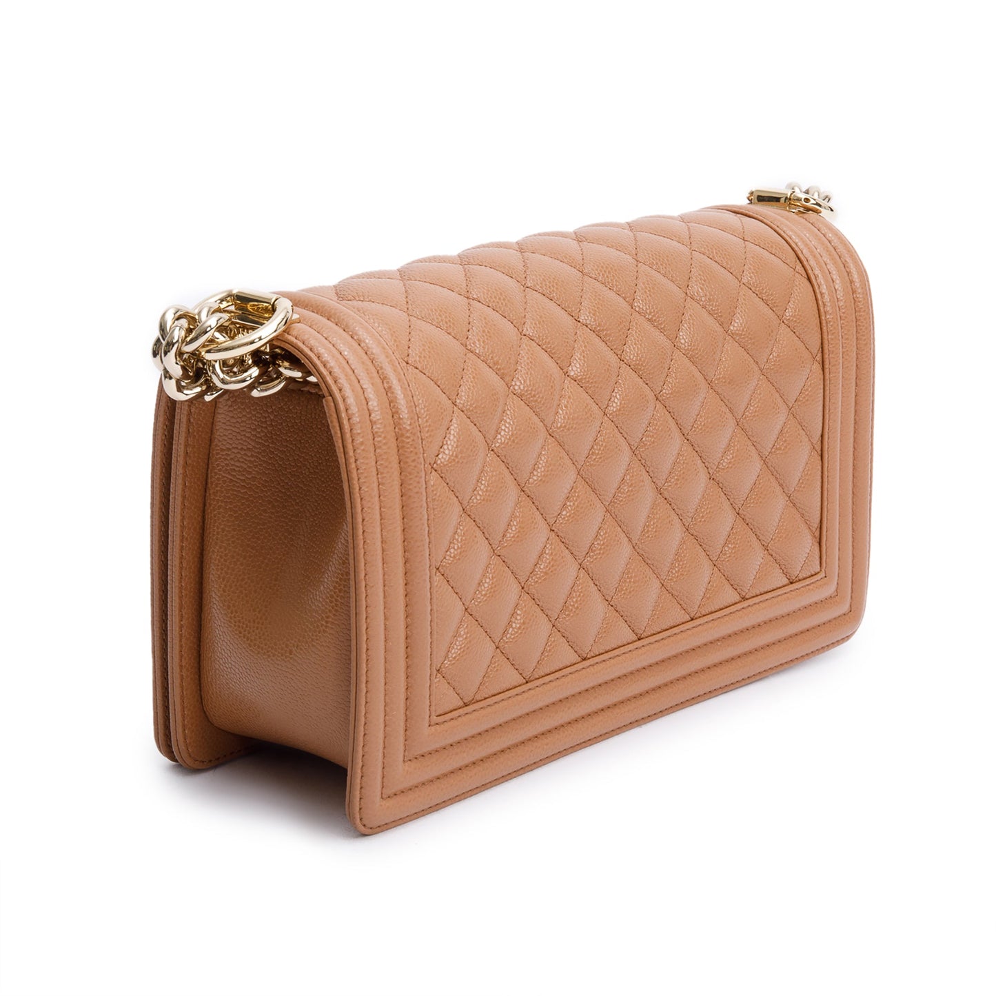 Chanel 2022 Brown Quilted Caviar Leather Medium Boy Bag