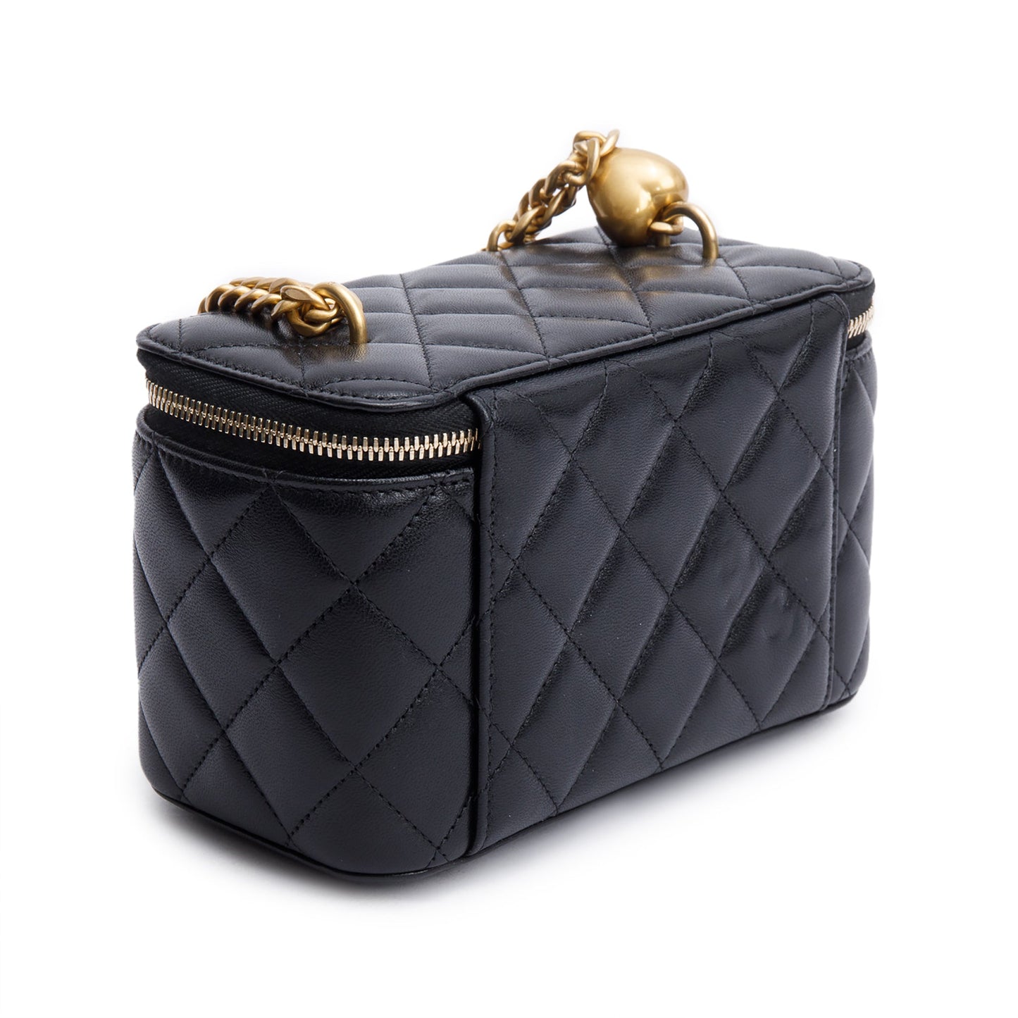 Chanel 2024 Black Quilted Caviar Leather Small Sweet Heart Vanity Case