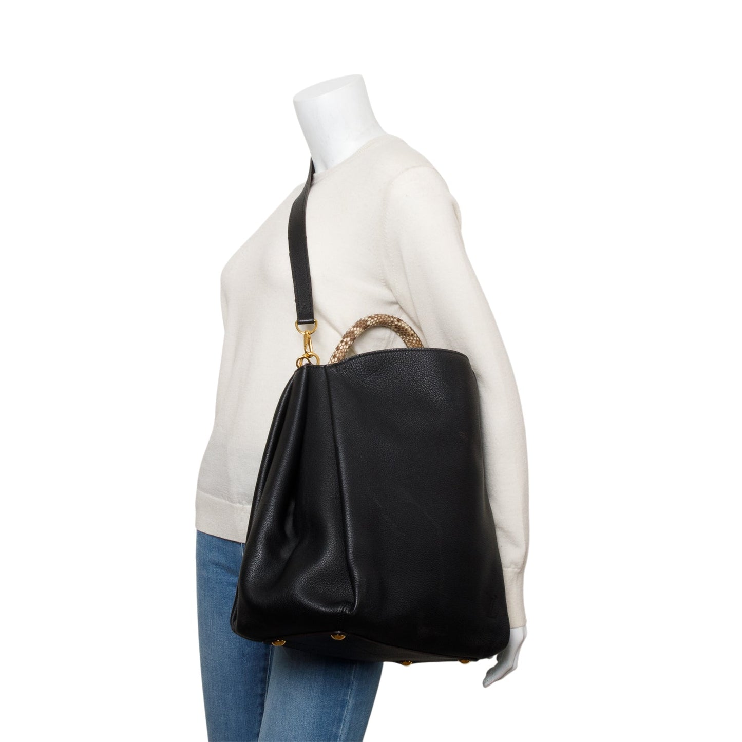 Louis Vuitton Python Trimmed Black Taurillon Babylone MM