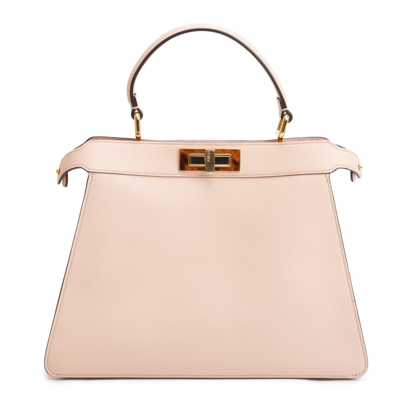 Fendi 2022 Pink Calfskin Leather Medium Peekaboo Bag with Tortoise Detail