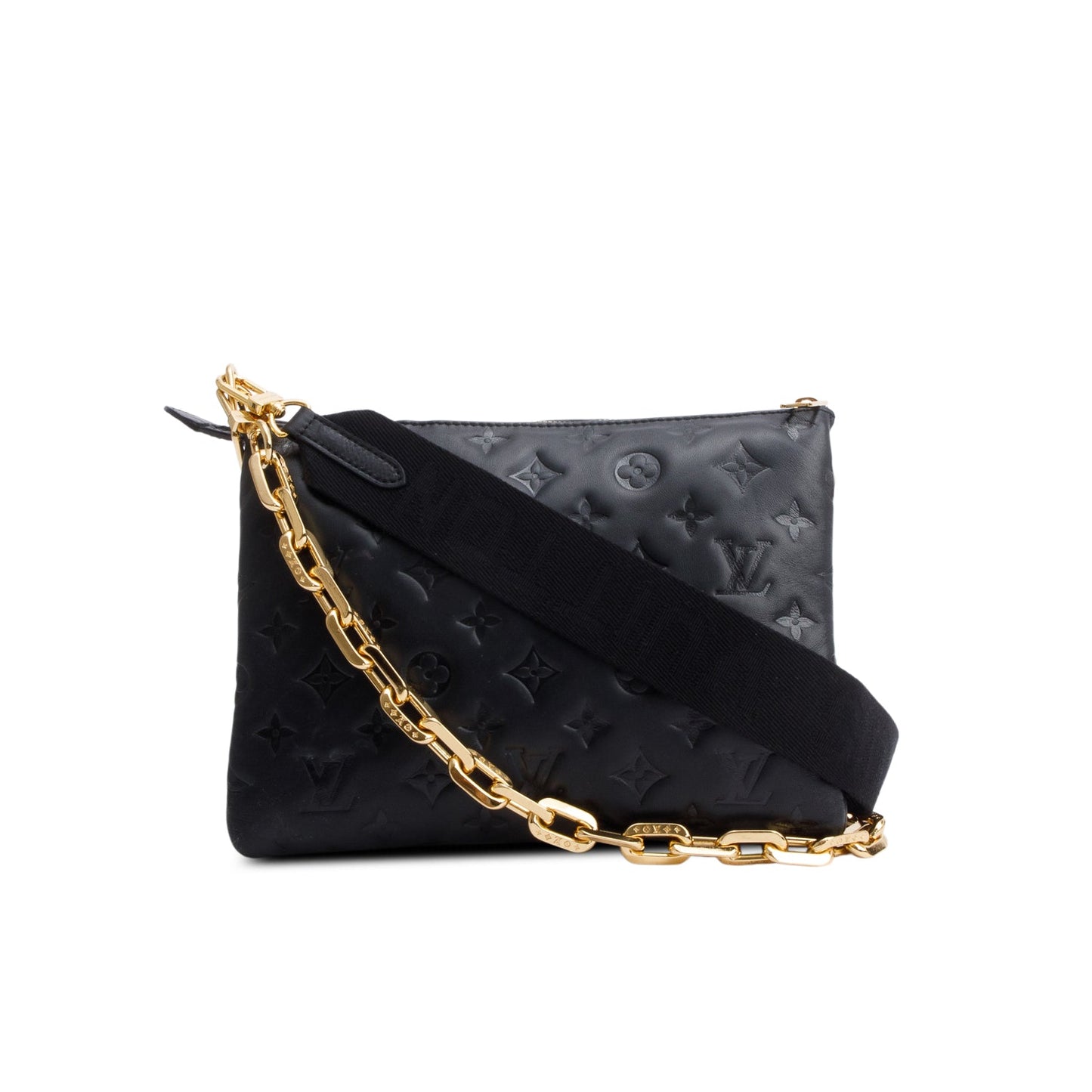 Louis Vuitton Black Monogram Embossed Lambskin Leather Coussin MM